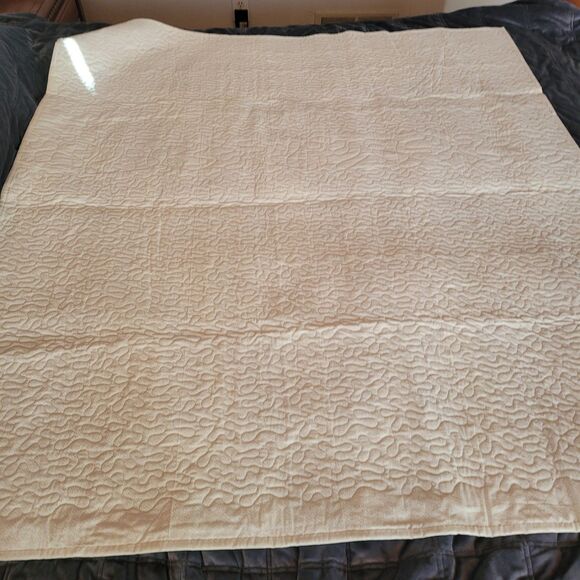 Block Patchwork Quilt Brows And Whites 50"x60" Looks New - Picture 3 of 4